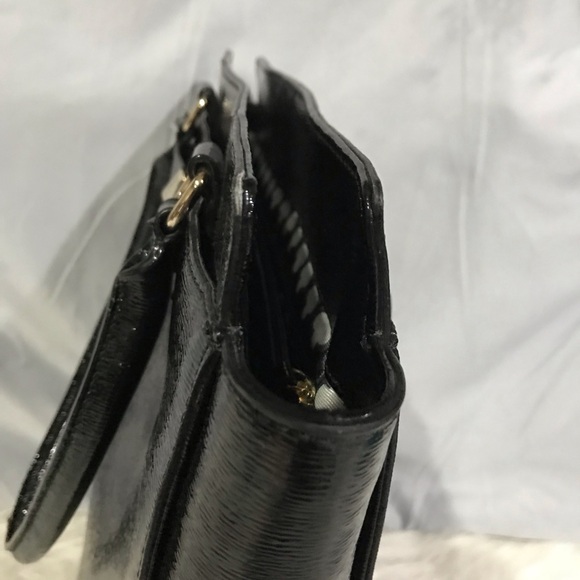 Vintage Kate Spade Black Patent Leather Long Tall Tote Shopper Bag Rare - Picture 12 of 16